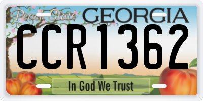 GA license plate CCR1362