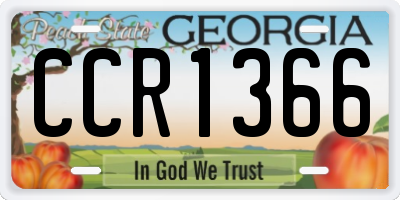 GA license plate CCR1366