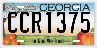 GA license plate CCR1375
