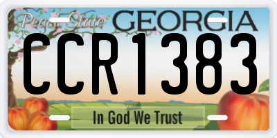 GA license plate CCR1383