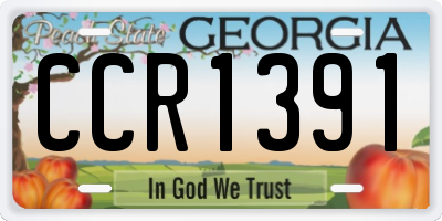 GA license plate CCR1391
