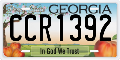 GA license plate CCR1392