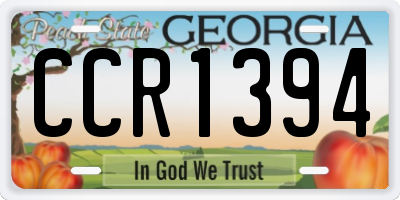 GA license plate CCR1394