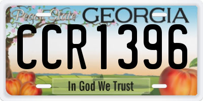 GA license plate CCR1396
