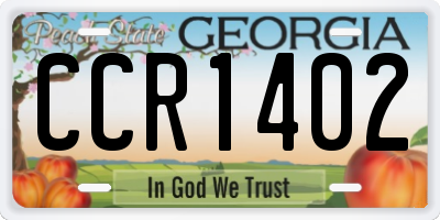 GA license plate CCR1402