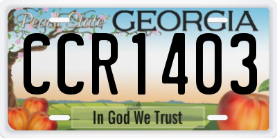 GA license plate CCR1403