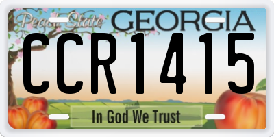 GA license plate CCR1415