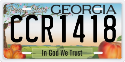 GA license plate CCR1418