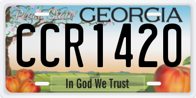 GA license plate CCR1420