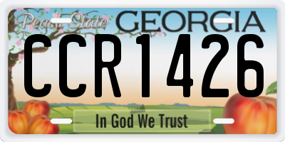 GA license plate CCR1426