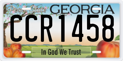 GA license plate CCR1458