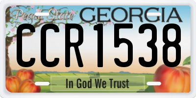GA license plate CCR1538