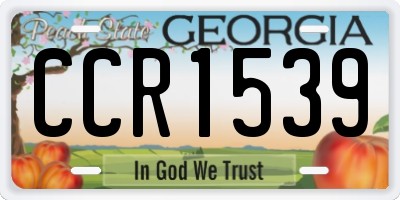 GA license plate CCR1539