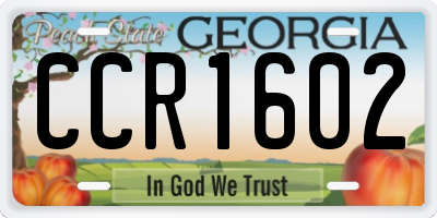 GA license plate CCR1602