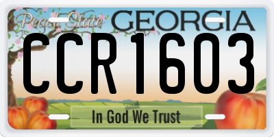 GA license plate CCR1603