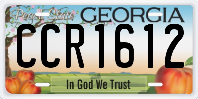 GA license plate CCR1612