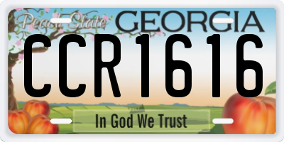 GA license plate CCR1616
