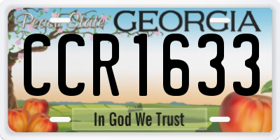 GA license plate CCR1633