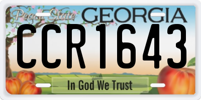GA license plate CCR1643