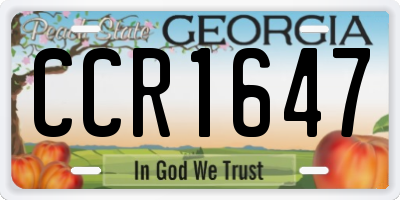 GA license plate CCR1647
