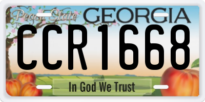 GA license plate CCR1668