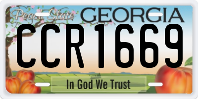 GA license plate CCR1669