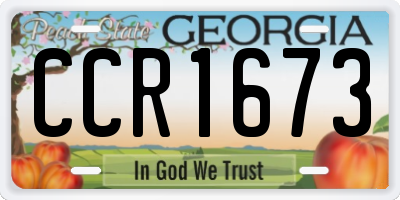 GA license plate CCR1673