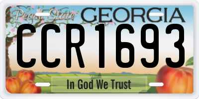 GA license plate CCR1693