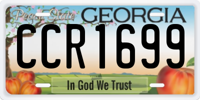GA license plate CCR1699