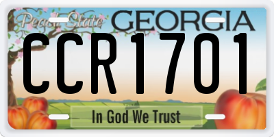 GA license plate CCR1701
