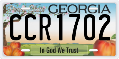 GA license plate CCR1702