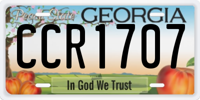GA license plate CCR1707