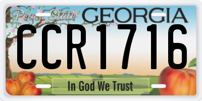GA license plate CCR1716