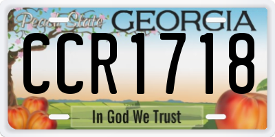 GA license plate CCR1718