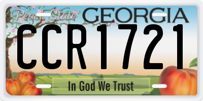 GA license plate CCR1721