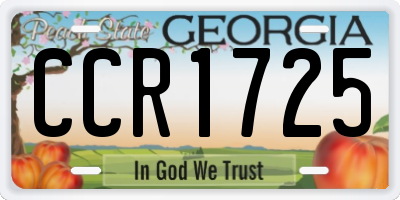 GA license plate CCR1725