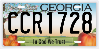 GA license plate CCR1728