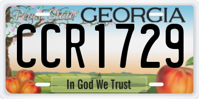 GA license plate CCR1729