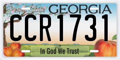 GA license plate CCR1731