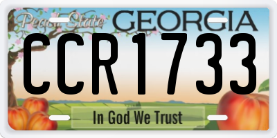 GA license plate CCR1733