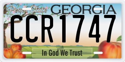 GA license plate CCR1747