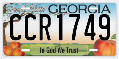 GA license plate CCR1749