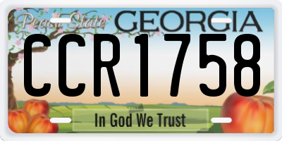 GA license plate CCR1758