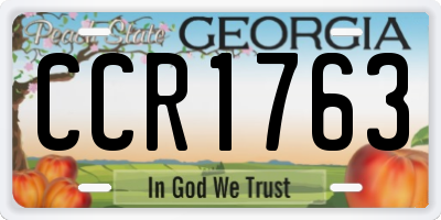 GA license plate CCR1763