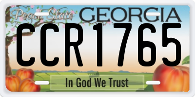 GA license plate CCR1765