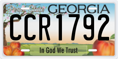 GA license plate CCR1792