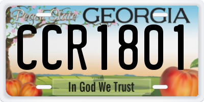 GA license plate CCR1801