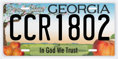 GA license plate CCR1802