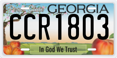GA license plate CCR1803