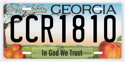 GA license plate CCR1810